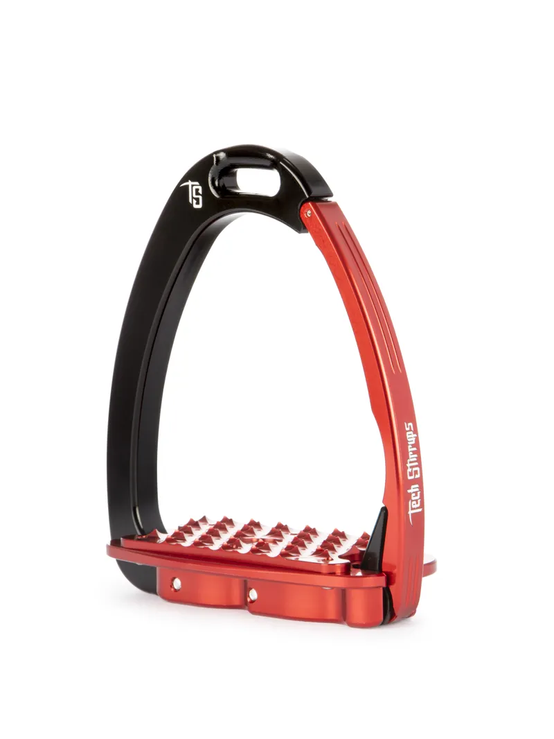 Tech Venice Flat Evo Safety Stirrups-Black/Red